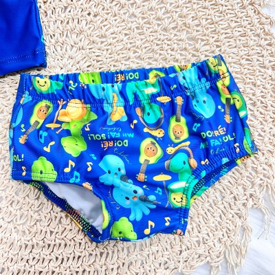 Linha Praia - Conj. Blusa Dino Do, Ré, Mi e Sunga com ProtçãoUV50+ - Marinho